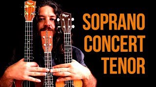 Ukulele soprano concert e tenor  Comparativo de ukuleles [upl. by Waylin]