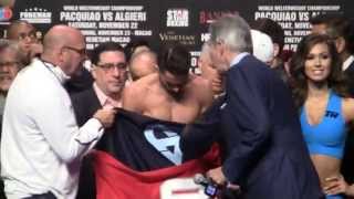 Chris Algieri OVERWEIGHT vs Manny Pacquiao WEIGH IN [upl. by Walton]