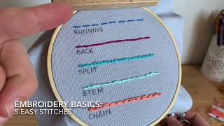 Basic Embroidery Stitches for Beginners [upl. by Ralyks]