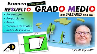 Prueba de ACCESO a GRADO MEDIO quotRESUELTOquot BALEARES 2022 ACADEMIADIEGO [upl. by Eillo387]