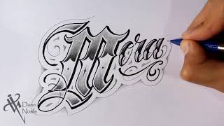 Como Dibujar Lettering MORA 🍒 Drawing lettering Fancy Chicano Lettering Nosfe Ink Tattoo [upl. by Oicnedif]