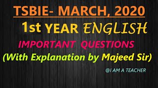 TSBIE IPE 1st YEAR ENGLISH IMPORTANT QUESTIONS With Explanations  ANNOTATIONS AND QUESTIONS [upl. by Aiuqes933]