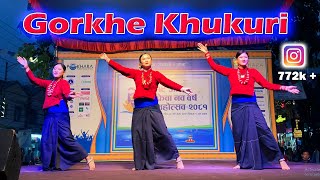 Gorkhe Khukuri Dance at Streetfestival in Pokhara Lakeside during nepali new yet by skdance training [upl. by Airdnua]