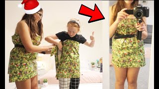 MAKING OUR CHRISTMAS OUTFITS FROM WRAPPING PAPER VLOGMAS DAY 2 [upl. by Koa]