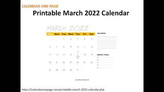 Printable March 2022 Calendar [upl. by Sirtaeb]