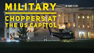 Military and police helicopters land at the US Capitol this evening [upl. by Belak355]