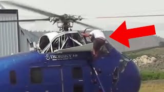 Guy Nearly Hit By Spinning Helicopter Rotors  Daily dose of aviation [upl. by Akilegna3]