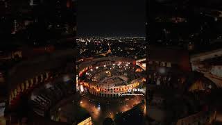 The Roman Colosseum at night from a drone [upl. by Nett]