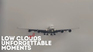 Low Clouds  Unforgettable moments  A380  Heathrow Airport [upl. by Jari33]