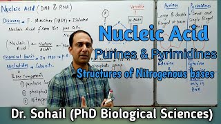 Nucleic Acid  Purine amp Pyrimidines  Nucleotide amp Nucleoside  Differences between DNA amp RNA [upl. by Adnaral]