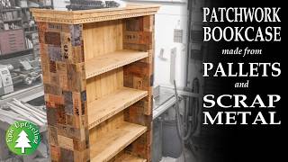 A Patchwork Palletwood Bookcase Made Completely Out Of Scrap [upl. by Arlan]