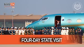 King arrives in China for maiden state visit [upl. by Airb395]