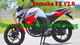 Yamaha FZ Version 20 restoration amp Repainting Full bike painting amp restoration [upl. by Darsie]