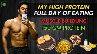 Vegetarian FULL Day DIET to BUILD MUSCLE  150 GM Protein BUDGET DIET for Students [upl. by Animrelliug]