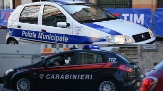 Carabinieri e Polizia Locale in sirene durante il Festival di Sanremo [upl. by Hakon]