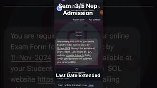 SOL 3rd 5th Semester Admission Last Date Extended Official update dusol solupdates [upl. by Ellemaj]