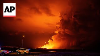 Volcano in Iceland erupts for the fourth time in three months [upl. by Finbur]