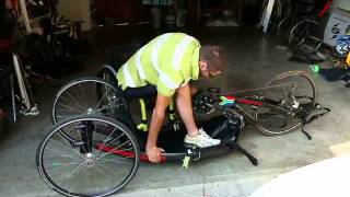 C6 quadriplegic transferring into handcycle [upl. by Rodnas63]