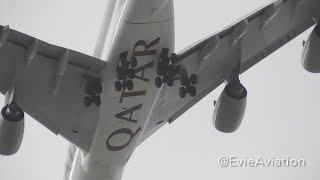 CRAZY STORM EUNICE WIND 2 GO AROUNDS  QATAR A380 PLANE  HEATHROW AIRPORT  FULL HD [upl. by Kerred]