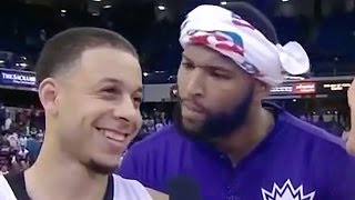 DeMarcus Cousins Openly Mocks George Karl During Seth Curry’s PostGame Interview [upl. by Ellenij]