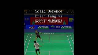 Solid Defence Brian Yang vs Kodai NARAOKA badminton sports shorts 羽毛球 [upl. by Rosie72]