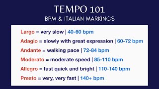 Tempo 101  BPM amp Italian Markings [upl. by Lehsar]