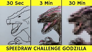 Drawing Godzilla in 30 sec 3 min and 30 min  King Of The Monster  Fen Draw [upl. by Harris297]