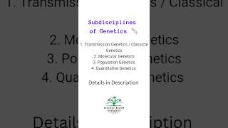 Subdisciplines of Genetics Transmission Molecular Population amp Quantitative Genetics genetics [upl. by Nosnehpets616]