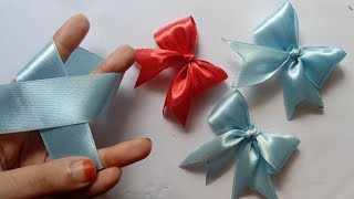 how to make simple easy bow in 1 minute l DIY ribbon bow l ribbon hair bow l [upl. by Gardia166]