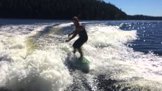 Wake Surfing behind a Maxum IO inboardoutboard boat [upl. by Ahseket]