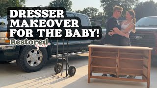 Baby Dresser Furniture Flip  Dresser Makeover  Nursery TOUR  DIY Project  Minnesota USA  Green [upl. by Teyugn]