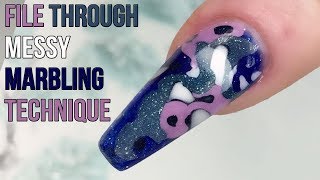 How to Easy Messy Marbling using File Through Technique  Step by Step Tutorial  Naio Nails [upl. by Nan996]