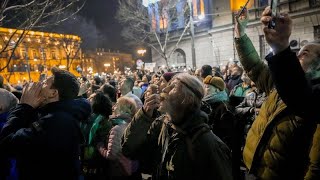 Serbian opposition leaders and protesters rally in Belgrade claiming election was rigged [upl. by Nibuz]