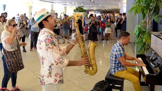 DANCE MONKEY improvised at the AIRPORT  Sax amp Piano [upl. by O'Reilly5]