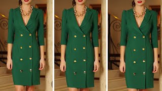 How to Draft a double Breasted Notched collar Blazer Gown very detailed [upl. by Groome865]