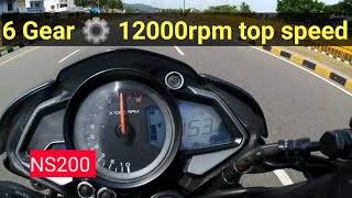 12000rpm पर ns200 1st gear 3rd gear top speed test bike rider  bike racing  DJI Action 3 camera [upl. by Merrie]