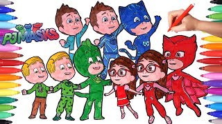 PJ MASKS Amaya Conor Greg Transform into Owelette Catboy Gekko Coloring Pages Animation Videos [upl. by Alset]