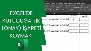 Excelde kutucuğa TikOnay işareti koymak [upl. by Opportuna321]