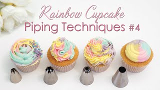 Cupcake Piping Techniques Tutorial 4  With Rainbow Swirls [upl. by Nyrb]