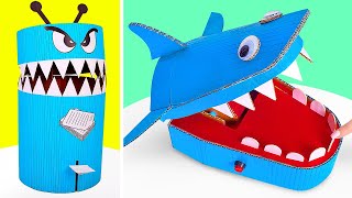 FUN DIY TOOTHY CRAFTS  TrashEating Monster And Shark Dentist Toy [upl. by Brunn]