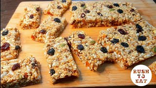 No Bake Granola Bars Recipe  Energy amp Protein Bars  Muesli Bars • Rush To Eat [upl. by Wexler]