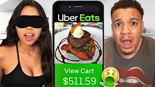 Ordering UBER EATS BLINDFOLDED For 24 Hours You WONT Believe What FOOD WE Ordered [upl. by Yorgo]