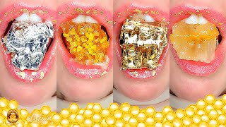 ASMR HONEYCOMB SATISFYING STICKY CLOSE EATING SOUNDS GOLD SILVER LEAF SPRINKLES MUKBANG [upl. by Naie]