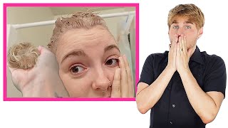 Hairdresser Reacts To Bleaching Hair Till It Falls Out [upl. by Atteugram]