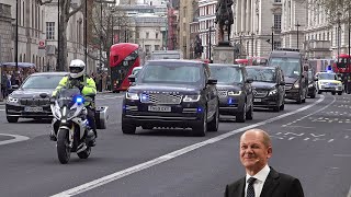 German Chancellors motorcade in London [upl. by Enaenaj]