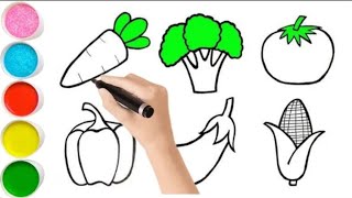 vegetables drawing easy  fruits drawing for kids vegetables drawing for kids drawing for kids [upl. by Bathsheeb]