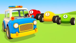 Car cartoons for kids amp Police car cartoons Helper Cars amp toy racing cars for kids [upl. by Artiek]