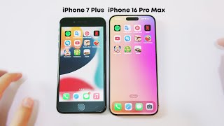 iPhone 7 Plus VS iPhone 16 Pro Max  Size Design Speed Comparison [upl. by Saire]