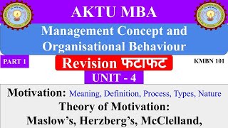 11 management concepts and organisational behaviour  aktu mba notes aktu mba classes  dwivedi [upl. by Yehudit206]