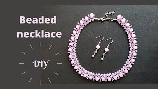 Crystal rondelle and bicone bead necklace tutorial diy how to make simple necklace [upl. by Nlycaj596]